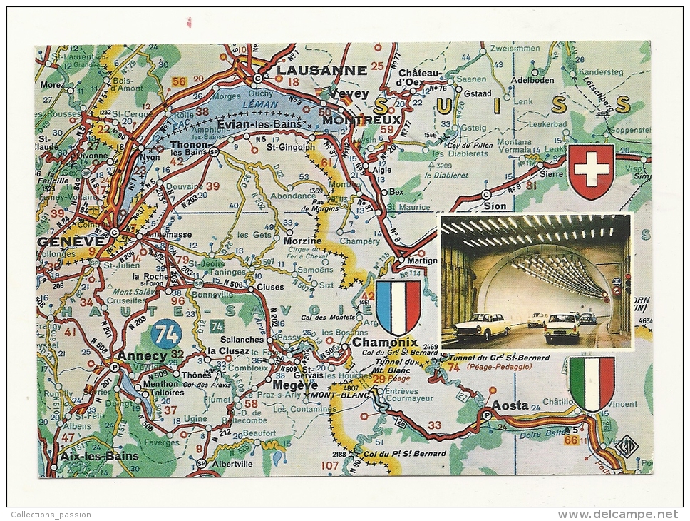 Cp, Carte Géographique, Chamonix - Mont-Blanc, D´après Carte Michelin N° 916 - Carte Geografiche
