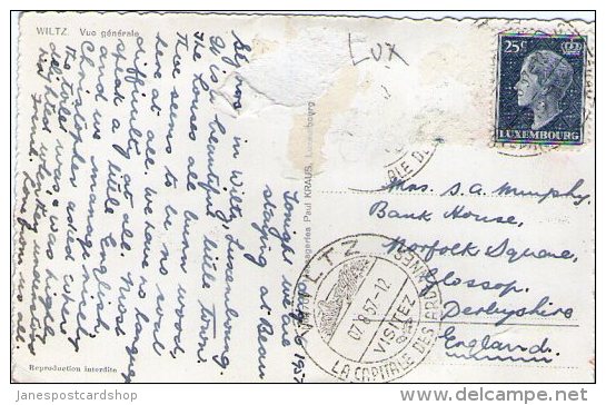 REAL PHOTOGRAPHIC POSTCARD -GENERAL VIEW - WILTZ - LUXEMBOURG - Postally Used With 25c Stamp 1957 - Wiltz