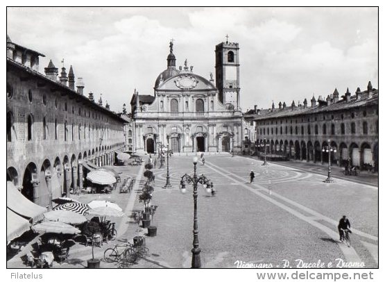 VIGEVANO-P.DUCALE E DUOMO-2-5-1954-ANIMATA - Vigevano