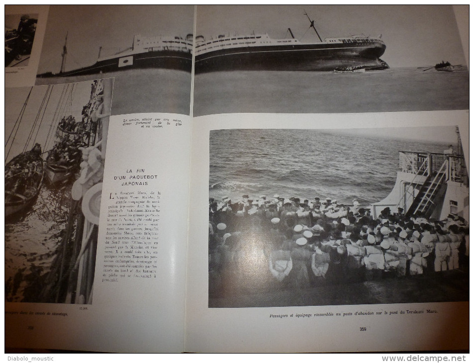 1939 : Pub coul.; Sous-marins al. ;Croix de guerre fr.; Nos gros canons; Enfants déplacés de Paris; TERUKUNI jap. coulé