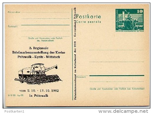 DDR P79-35-82 C205 Postkarte PRIVATER ZUDRUCK Mähdrescher Pritzwalk 1982 - Cartoline Private - Nuovi