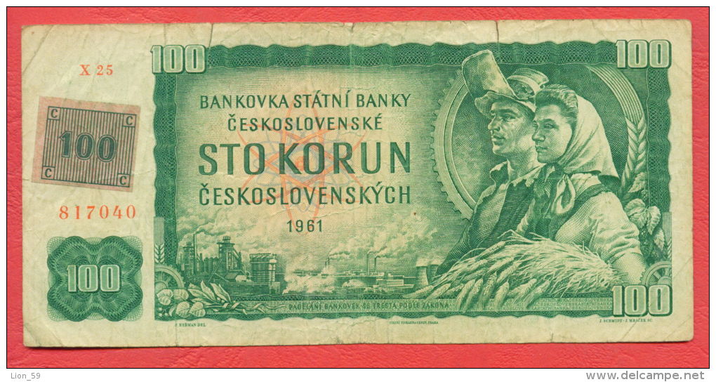 B391 / 100 TOLARJEV - 100 KORUN Czechoslovakia 1961 -  Slovenia Slowenien  - Banknotes Banknoten Billets Banconote - Slovenia