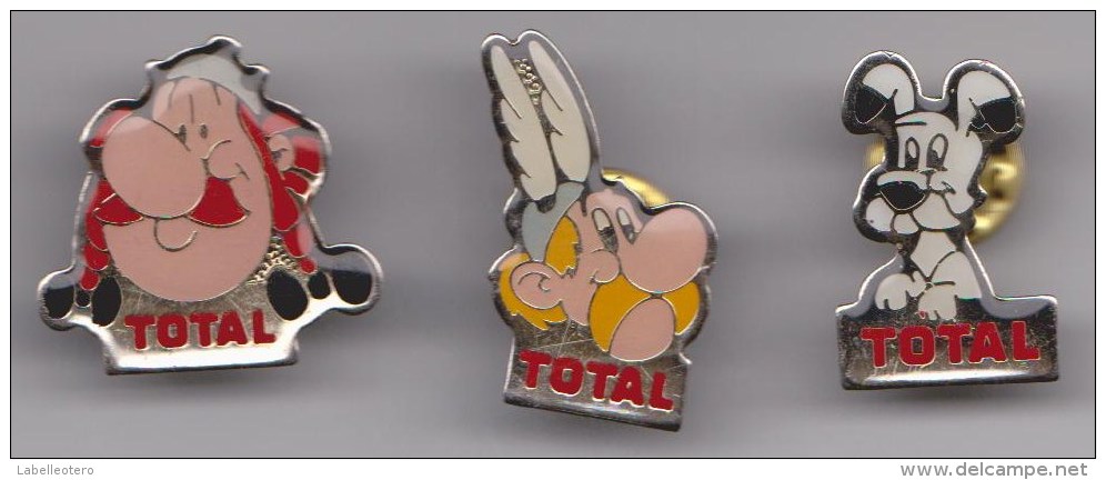 ASTERIX OBELIX IDEFIX Un Lot De 3 Pin's Pour TOTAL - Pin's