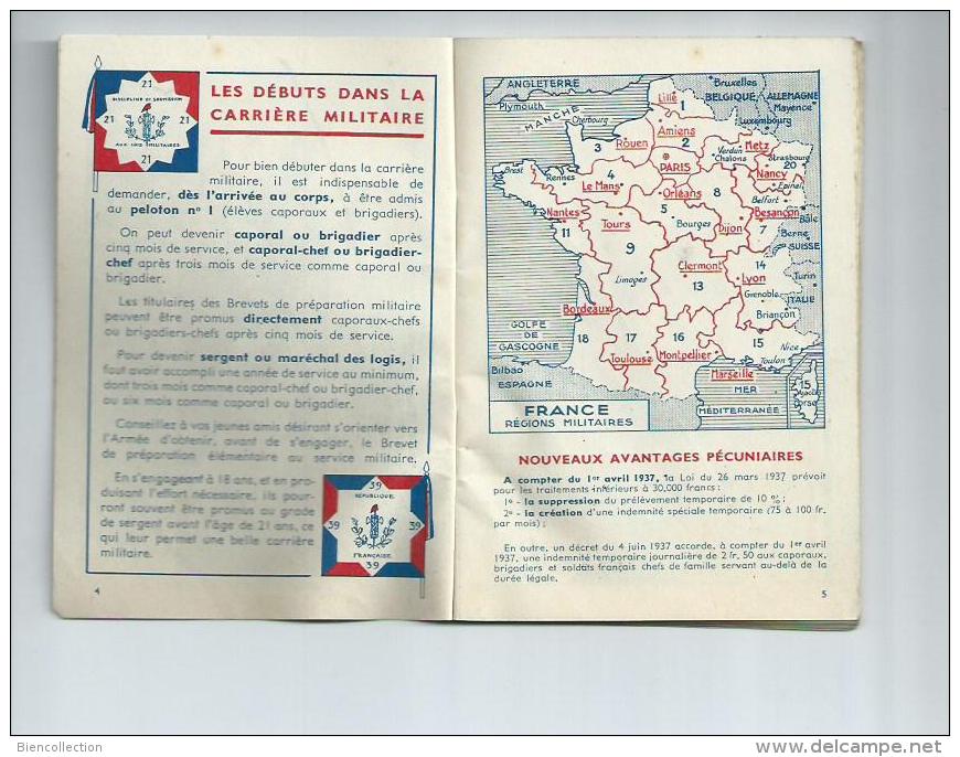 Calendrier Du Soldat Français 1937/1939;.48 Pages D'information Sur La Carriere Du Militaire - Kleinformat : 1921-40