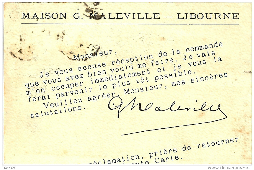 LBL19 - EP CP MOUCHON 10c RETOUCHE DOUBLE REPIQUAGE OBLIQUE MAISON MALEVILLE  LIBOURNE / ANNEMASSE 8/2/1903 - Cartes Postales Repiquages (avant 1995)