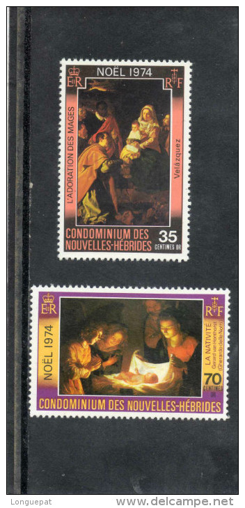 NOUVELLES-HEBRIDES : Tableaux "Adoration Des Mages" De VELASQUEZ, "La Nativité" De Gérard Von HONTHORST -  Français - - Neufs