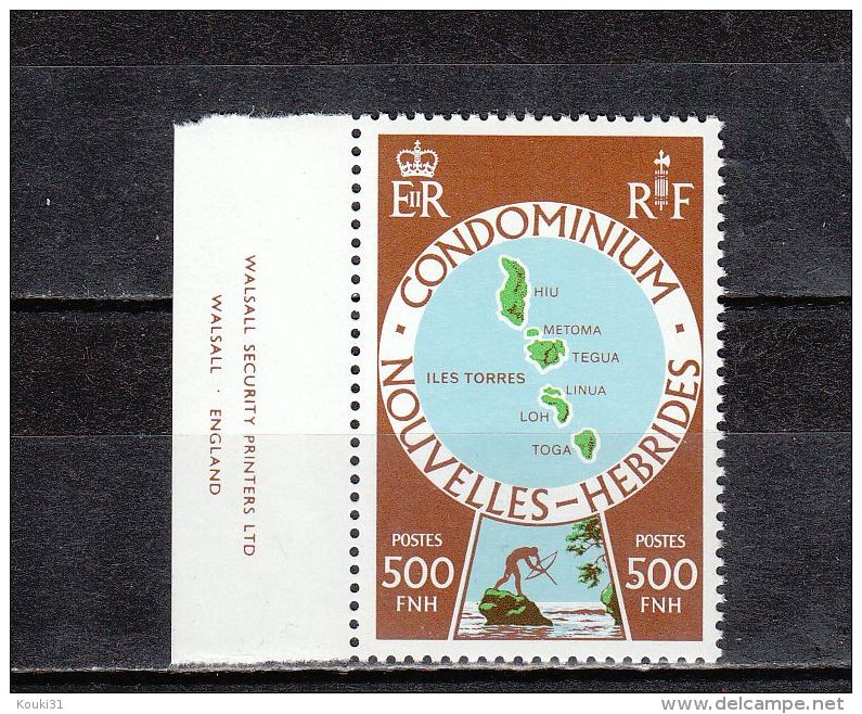 Nouvelles-Hébrides YT 507 ** : Série Courante , Carte Des îles - 1977 - Neufs