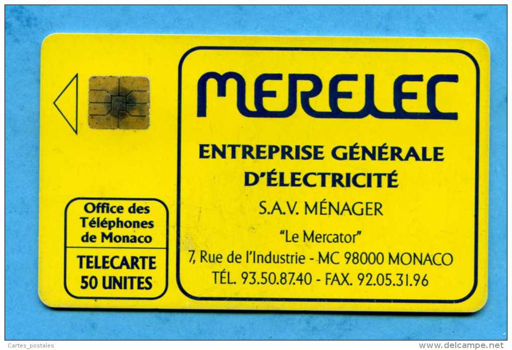 Telecarte MERELEC  Monaco - Monaco