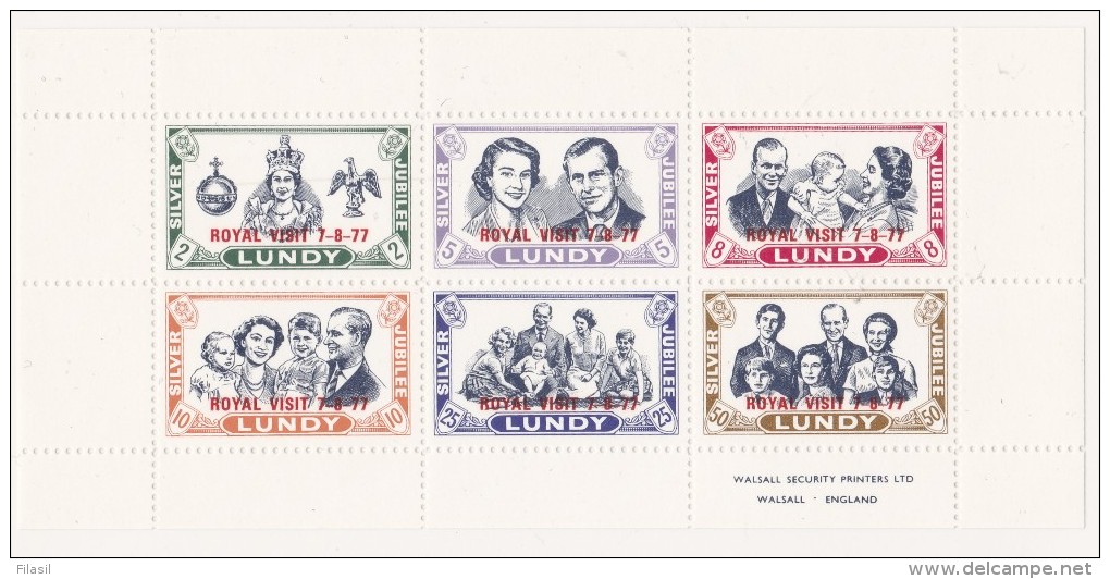 SI53D  Regno Unito LUNDY Europa 1977 Stamps Foglietto Royal Visit 7/8 1977 Jubilee Nuovo MNH - Timbres Personnalisés