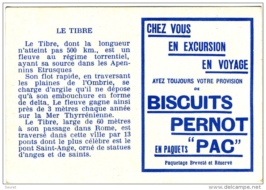 Chromo Biscuit Pernot.  Série  Les Fleuves.    Le Tibre .     Rare - Pernot