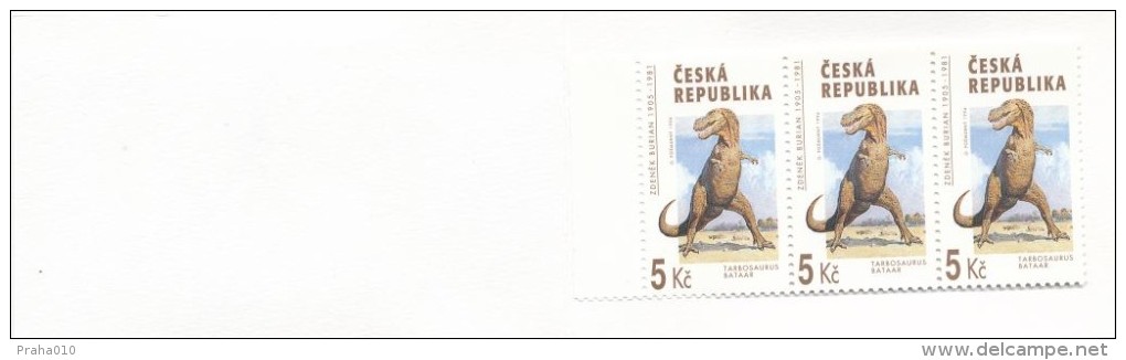 Czech Rep. / Stamps Booklet (1994) 0042-0044 ZS 1 (3 Pcs.) Zdenek Burian (1905-1981) Czech Painter: "Dinosaurs" (I0145) - Fossiles