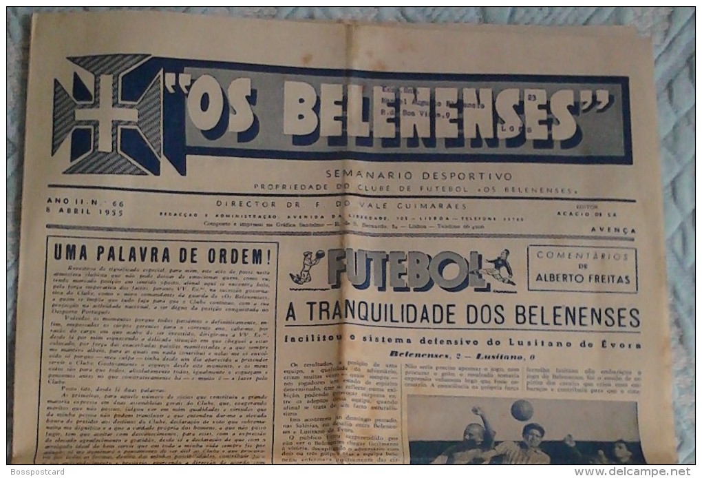 Lisboa - Jornal "Os Belenenses" Nº 66 De 8 De Abril De 1955. Futebol (5 Scans) - Revues & Journaux