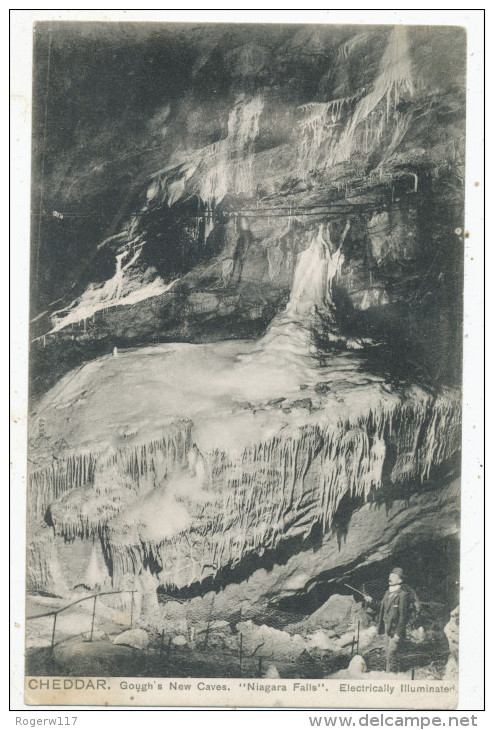 Cheddar, Gough´s New Caves, Niagara Falls, Electrically Illuminated Cliffs, 1906 Postcard - Cheddar