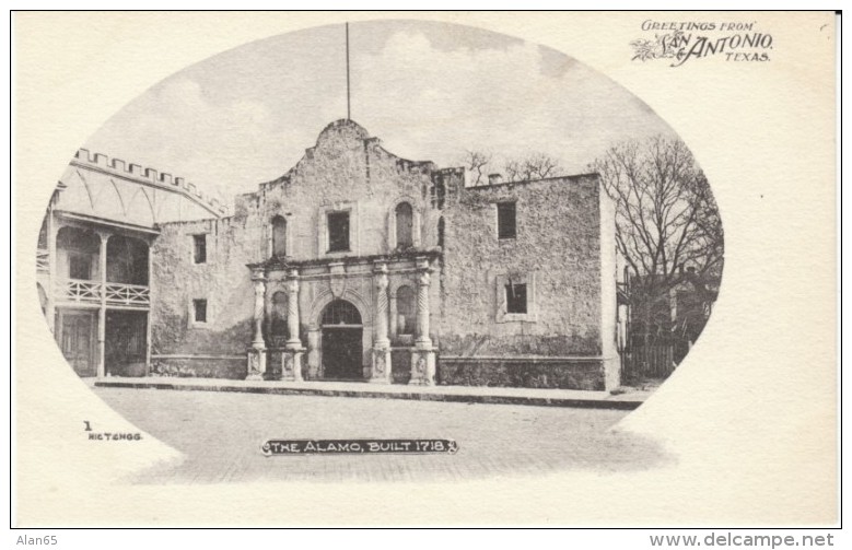 San Antonio TX Texas, The Alamo Architecture, C1900s Vintage Postcard - San Antonio