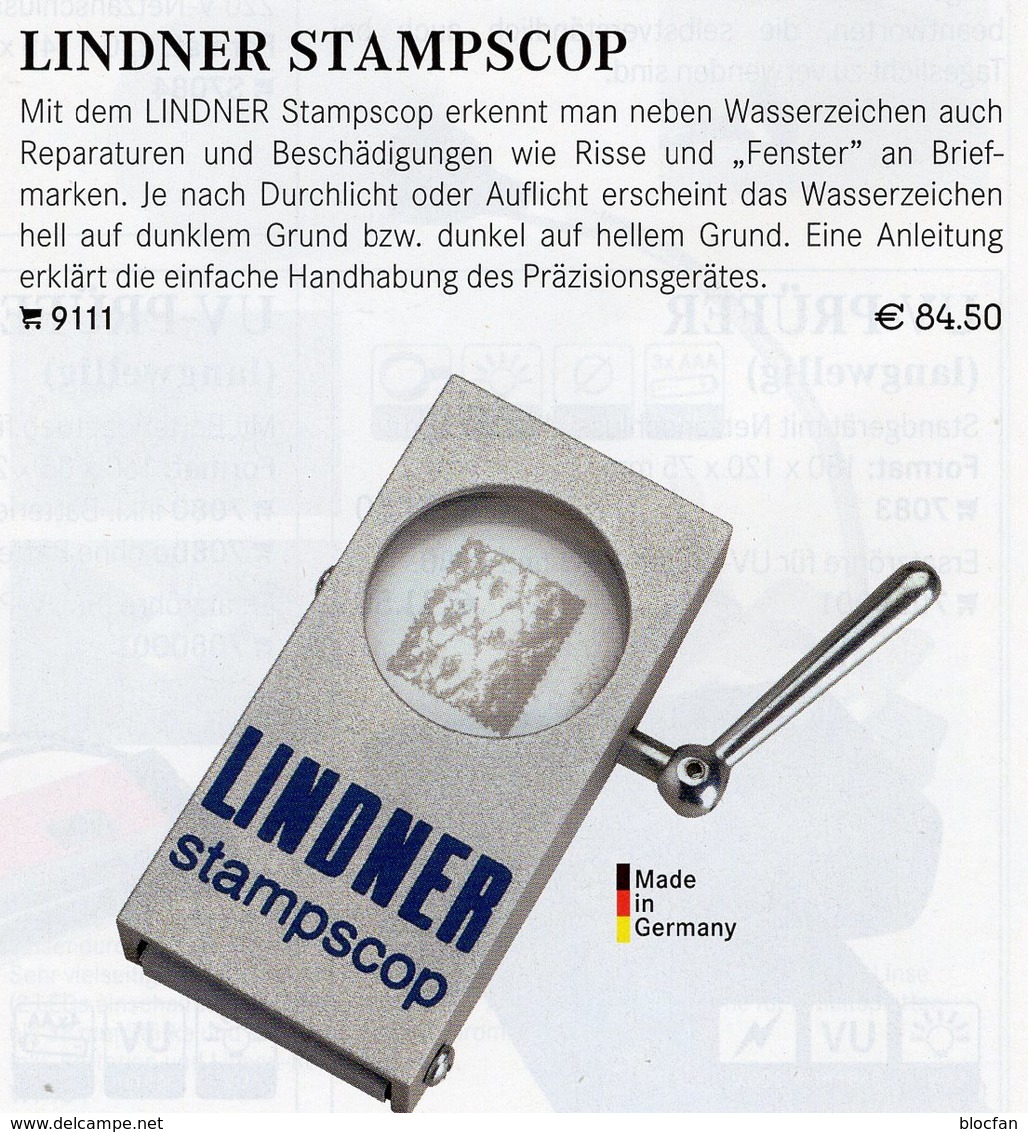 Stampscope Wasserzeichen-Sucher Neu 85€ Prüfen Von WZ Auf Briefmarken Check Of Stamps Paper Wmkd. LINDNER Offer9111 - Pinces, Loupes Et Microscopes