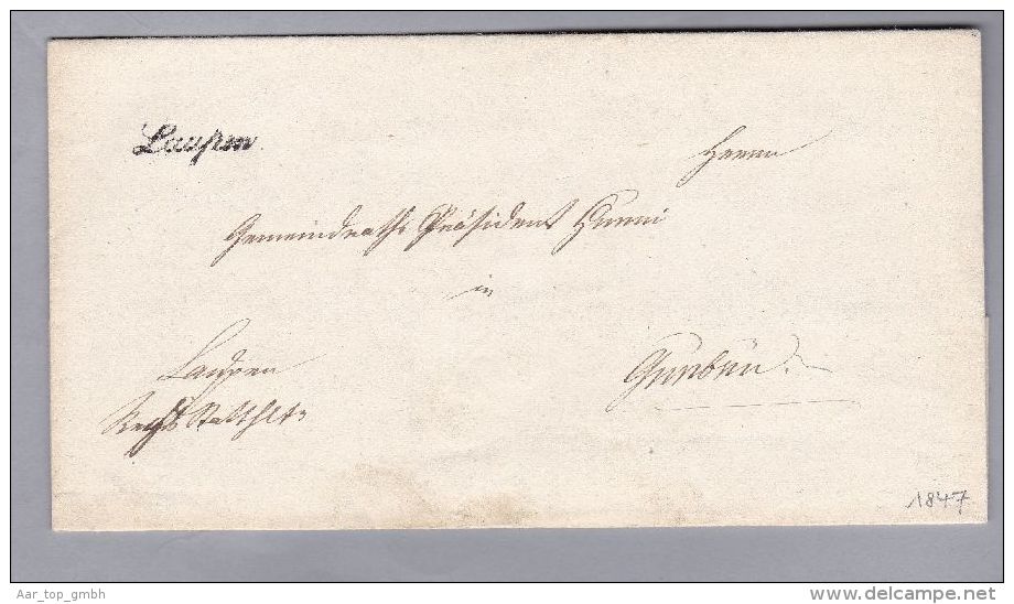 Heimat  BE LAUPEN 1847-06-17 Kursiv Schreibschrift Stempel Nach Gümenen - ...-1845 Prefilatelia