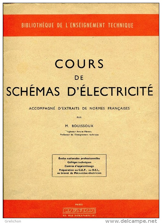 Cours De Schémas D´électricité Par M Bouissoux - Livres Scolaires