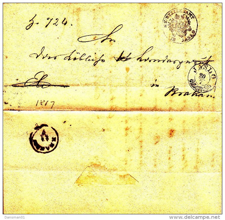 POLAND Prephilatelic 1877 JORDANOW To KROSCIENKA Full Letter - ...-1860 Prephilately