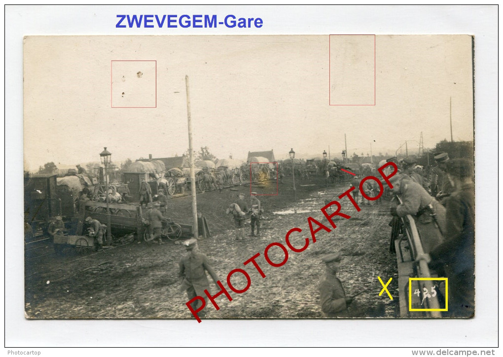 ZWEVEGEM-GARE-Chargement De TROUPES-Carte Photo Allemande-Guerre 14-18-1WK-BELGIQUE-BELGIEN-Militaria- - Zwevegem