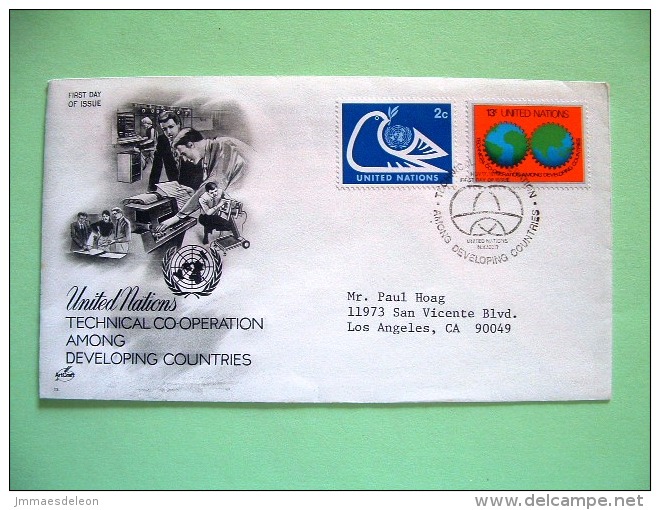 United Nations New York 1978 FDC Cover To Los Angeles - Technological Cooperation - Cogwheel Dove - Briefe U. Dokumente