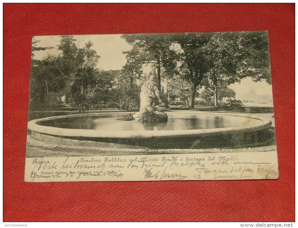 ROMA  -  Giardino Publico Sul Monte Pincio E Fontana Del Rose  -  1902 - Parks & Gardens