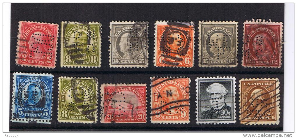 RB 976 - 12 X USA Perfin Stamps - Perfins