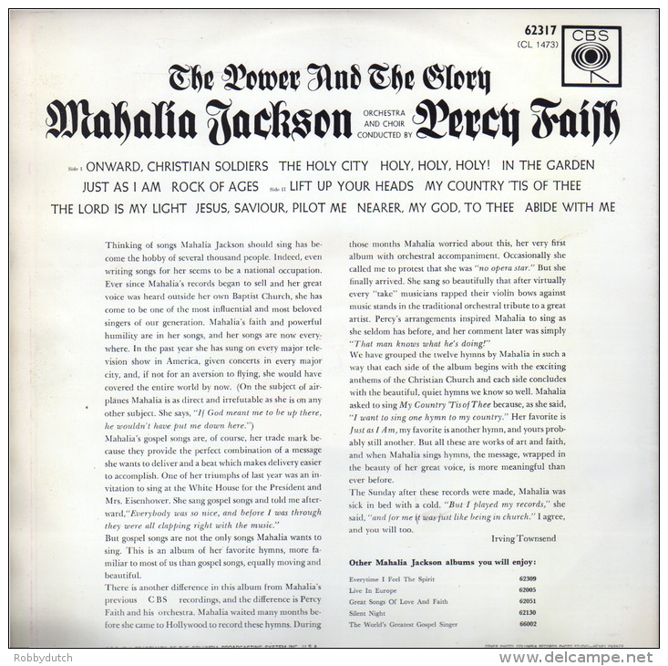 * LP *  MAHALIA JACKSON - THE POWER AND THE GLORY (Holland 1969) - Gospel & Religiöser Gesang