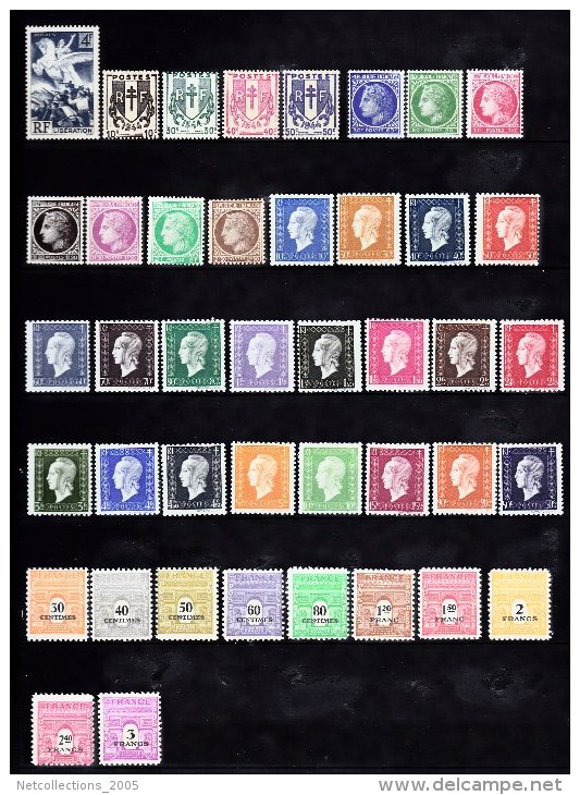 TIMBRES DE FRANCE ANNEE 1945 DU N°669 Au N°747 - 85 TIMBRES NEUFS SANS CHARNIERES - 1940-1949