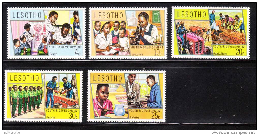 Lesotho 1974 Youth And Development Nurses Tractor Scouts Potter MNH - Lesotho (1966-...)