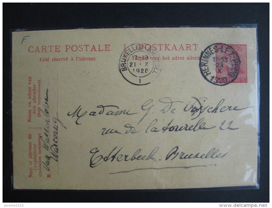 Carte Lettre : Roi Casqué 10 C Rouge 1920 - 1905-1934