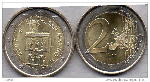 2 EURO San Marino 2007 Stg 29€ Kursmünze Staatlichen Münze Regierungs-Palast 2€ Einzeln Im Stempelglanz Coin Of Republik - San Marino