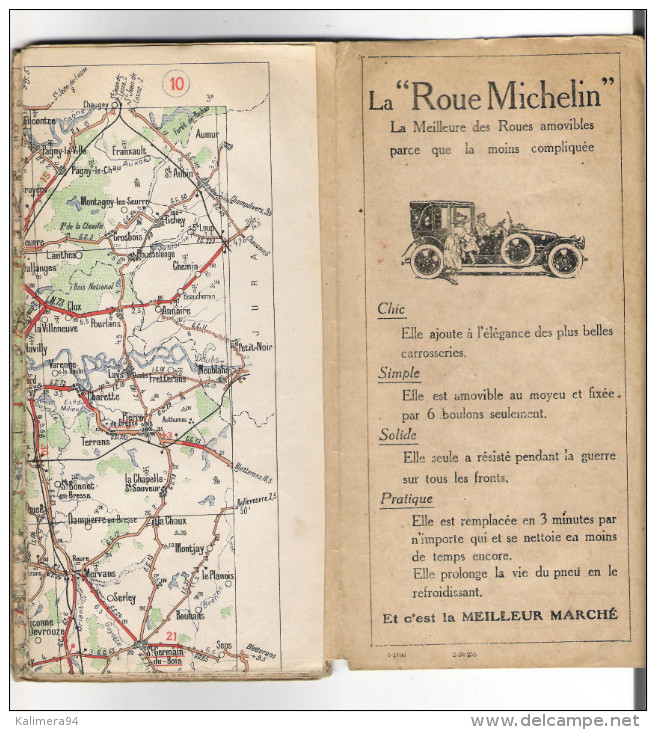 Carte Géographique Routière Et Touristique  " CARTE  MICHELIN "  N° 24 ( NEVERS-CHALONS-sur-SAÔNE ) , édition 1921 - Wegenkaarten