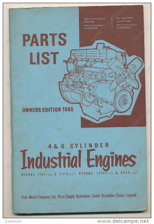 Parts List, 4 & 6 Cilinder , Industrial Engines, DISEL,PETROL1966 - Transports