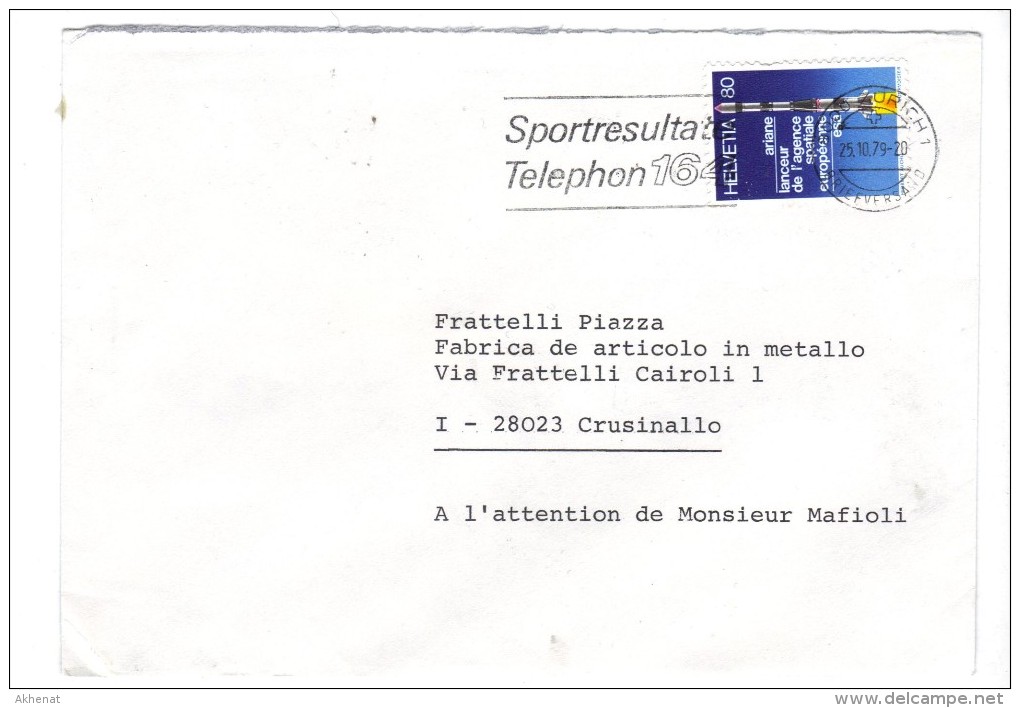 498/600 - SVIZZERA , Lettera Per L' Italia . Francobollo Isolato - Lettres & Documents