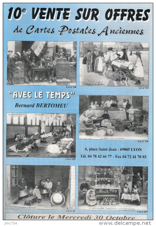 Revue  "AVEC LE TEMPS"   10ème Vente Sur Offres De CPA   B. BERTOMEU - Français