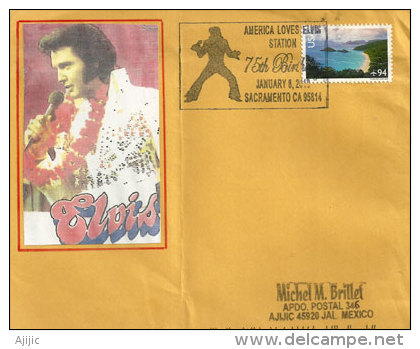 USA. America Loves Elvis (75 Ieme Anniversaire Sa Naissance), Enveloppe Souvenir 2010,adressée Au Mexique - Singers