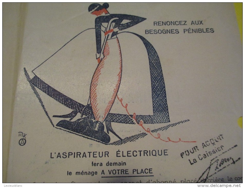 Quittance D´électricité/ Compagnie Parisienne De Distribution D´Electricité/Aspirateur électrique/ 1935  GEF29 - Electricité & Gaz