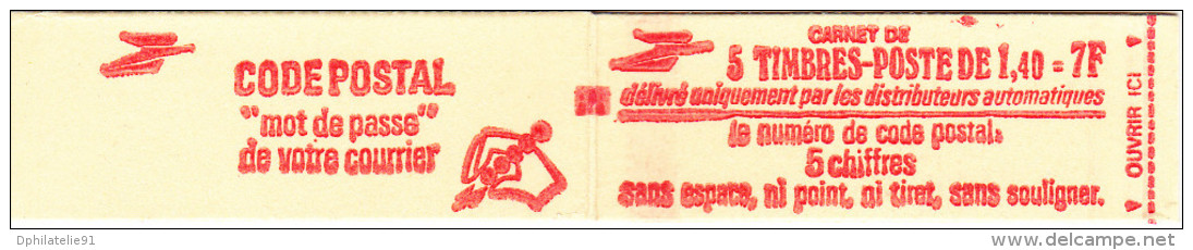 FRANCE Carnet CA2102-C1 De 5 Timbres Rouges Sabine De Gandon à 1,40 F (voir Scan) - Modern : 1959-...