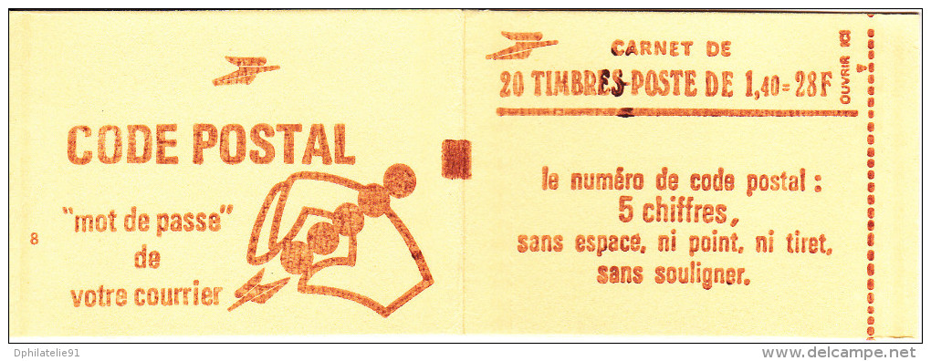 FRANCE Carnet CA2102-C7de 20 Timbres Rouges Sabine De Gandon à 1,40 F (voir Scan) - Modernes : 1959-...