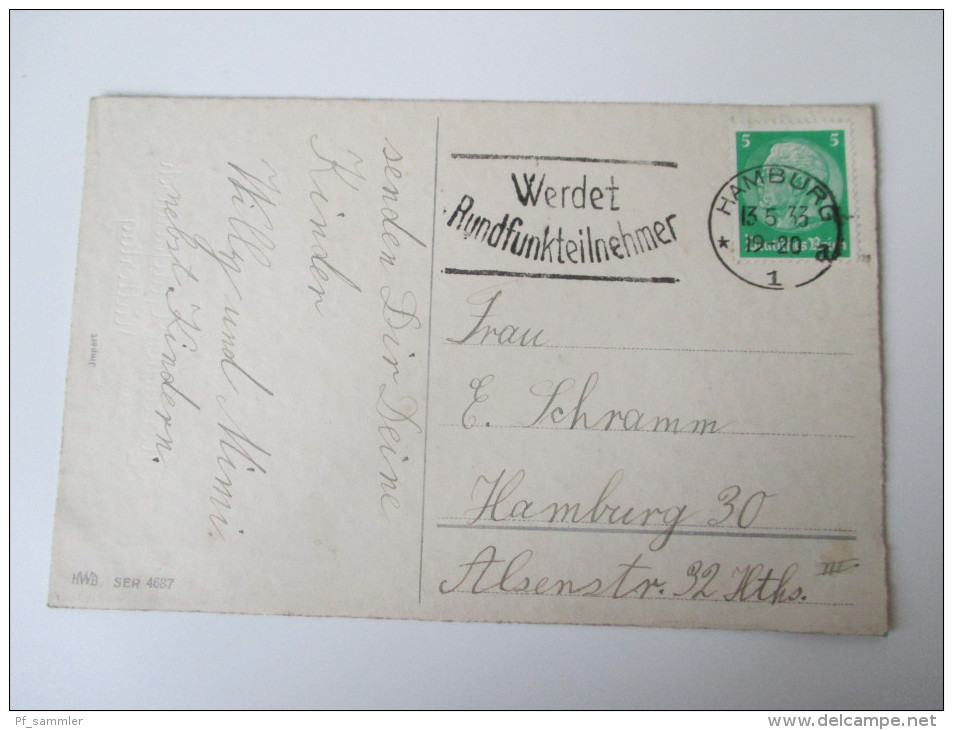 AK/Bildpostkarte 1933 Blumenstrauß "Herzlichen Glückwunsch Zum Muttertag" HWB Ser 4687 Import "Werdet Rundfunkteilnehmer - Fête Des Mères