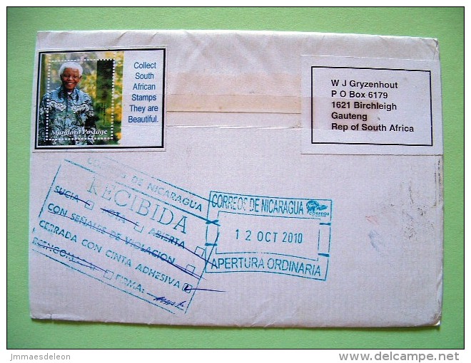 South Africa 2010 Cover To Nicaragua - Plane Mountains Birds Medal Painting - Lettres & Documents