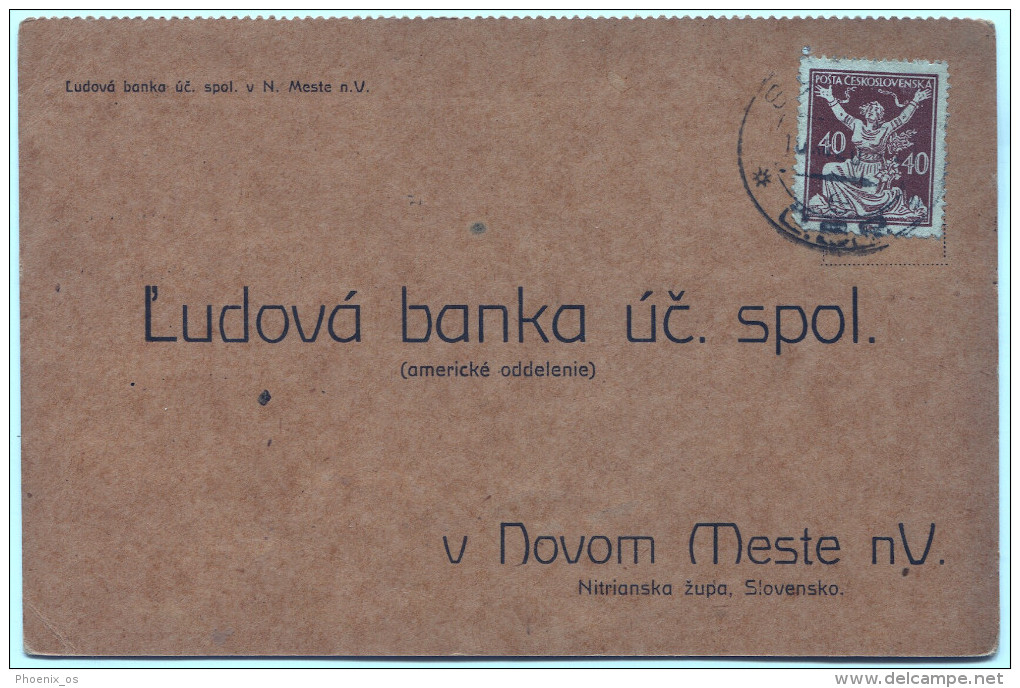 Bank, Banco, Ludova Banka, Novo Meste, SLOVAKIA, Postal Stationery - Postcards