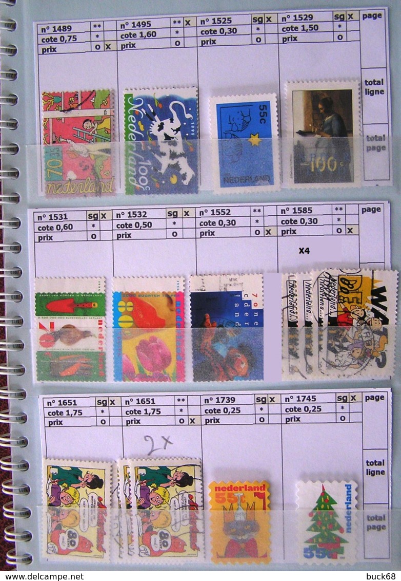 PAYS-BAS NEDERLAND NIEDERLANDEN lot de 287 timbres stamps (o)/*/** catalog valeur value 143 €