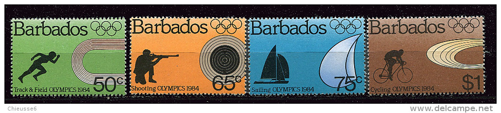 Barbade ** N° 592 à 595 - J.O. De Los Angeles (course, Tir à La Carabine, Voile, Cyclisme) - Barbados (1966-...)