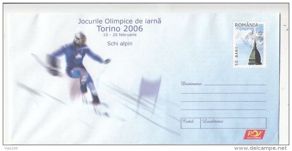 TORINO'06 WINTER OLYMPIC GAMES,  ALPINE SKIING, COVER STATIONERY, ENTIER POSTAL, 2006, ROMANIA - Winter 2006: Torino