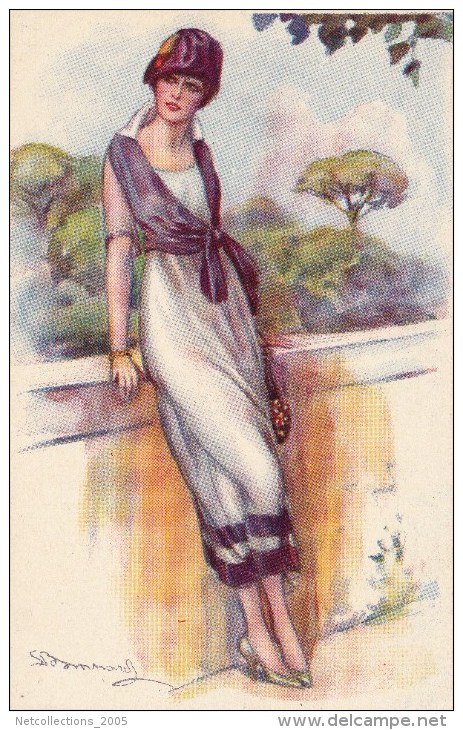 ILLUSTRATEUR FEMME - LUIGI BOMPARD - ILLUSTRATEUR ITALIEN - 449-5 - APPUYER AU MUR - Bompard, S.