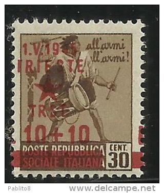 OCCUPAZIONE JUGOSLAVA DI TRIESTE 1945 SOPRASTAMPATO D'ITALIA ITALY OVERPRINTED LIRE 10 + 10 SU 30 C. VARIETY MNH - Occ. Yougoslave: Trieste