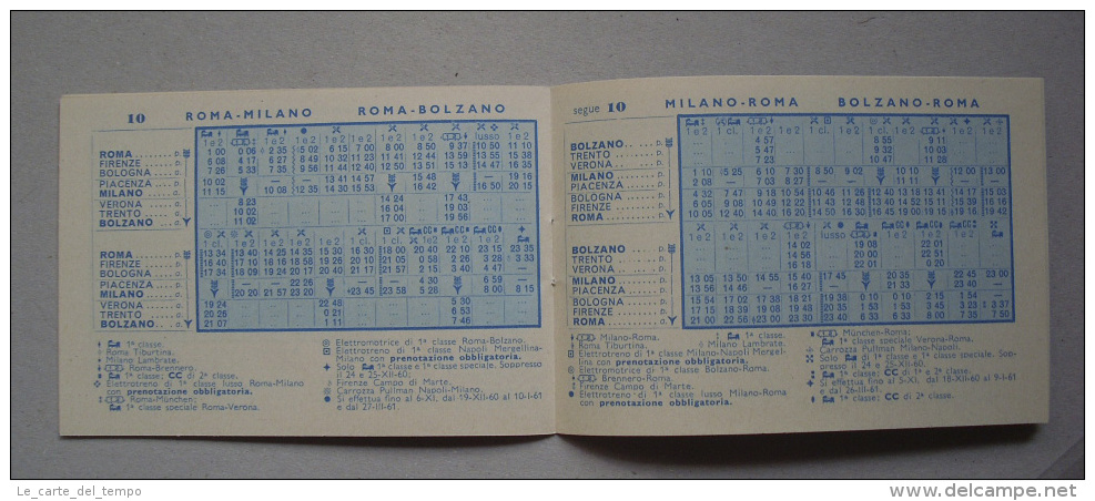 Principali Comunicazioni Ferroviarie E Carrozze Dirette ROMA. Estratto Orario Ufficiale F.S. 1960 - Europe