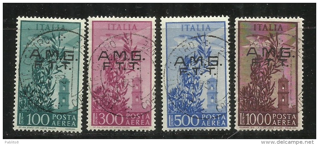 TRIESTE A 1948 AMG - FTT ITALIA ITALY OVERPRINTED POSTA AEREA CAMPIDOGLIO SERIE COMPLETA FULL SET USATO USED OBLITERE' - Airmail