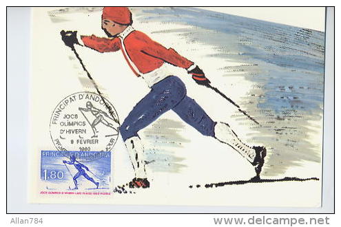 ANDORRE-SKI DE FOND-CP MAXIMUM  J.O DE LAKE PLACID - 9/02/80 - EDITIONS CEF - EXCELLENT ETAT - - Cartas Máxima